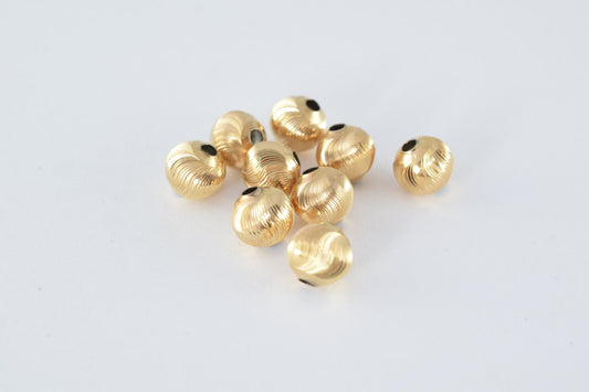 10mm Gold Filled Alternative Diamond Cut Beads - Round Ball Findings, Tarnish-Resistant, Core, Ideal for Jewelry Crafts