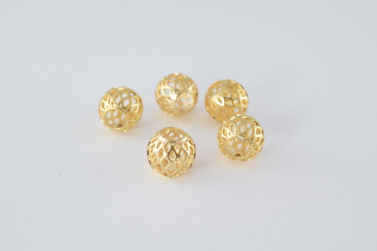 Gold Filled Look, EP Diamond Cut Round Bead 18k sizes 4MM & 10MM jewelry making supplies - detail image 4