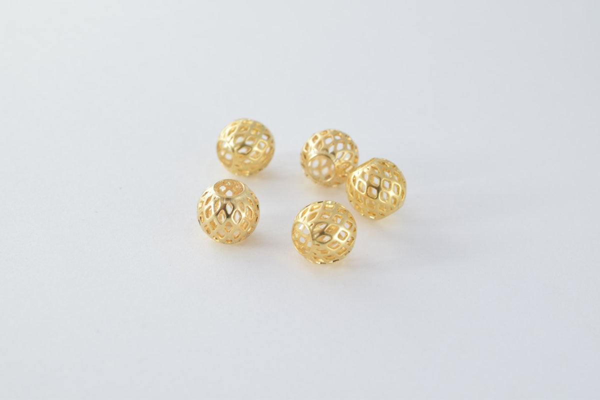 Gold Filled Look, EP Diamond Cut Round Bead 18k sizes 4MM & 10MM jewelry making supplies - detail image 2