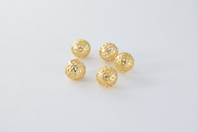 Gold Filled Look, EP Diamond Cut Round Bead 18k sizes 4MM & 10MM jewelry making supplies - detail image 2