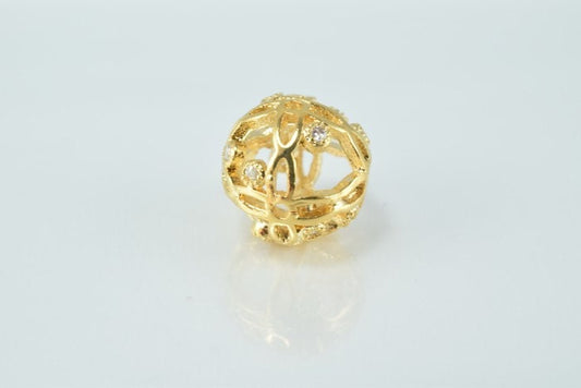 10mm Round Ball 18k Gold Filled Micro Pave Beads with Clear CZ Cubic Zirconia, 18K Gold Filled Findings For Jewelry Making...