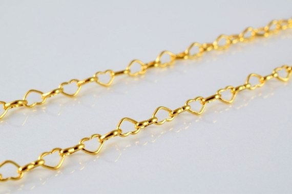 18K as Gold Filled* Chain 17" Inch Heart Cg110 jewelry making supplies - detail image 4