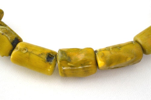 Yellow Dyed Coral Dimensional Beads, Sold by 1 strand of 22pcs, Mixed Beads Sizes, 91.8grams/pk jewelry making supplies