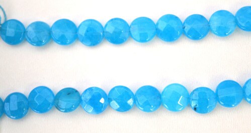 Cloud Blue Agate Flat Round Gemstone Faceted Beads 1 strand 47 PCs Size 10mm Natural, healing, chakra, birthstone for Jewe...