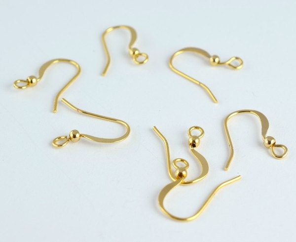 18K as as Gold Filled* tarnish resistant Earring Findings Fishhook with 2.5mm ball and open loop, 21 gauge GF9002 jewelry...
