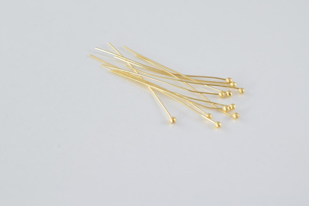 2 1/2" Inch Round Head Pin Gold Filled EP 18k thickness 1mm Ball Size 2mm GF6009 jewelry making supplies - detail image 4