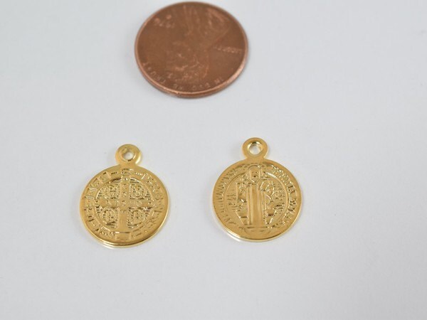 15mm Saint Benito 18k as Gold Filled* Charm GF4104 jewelry making supplies - detail image 3