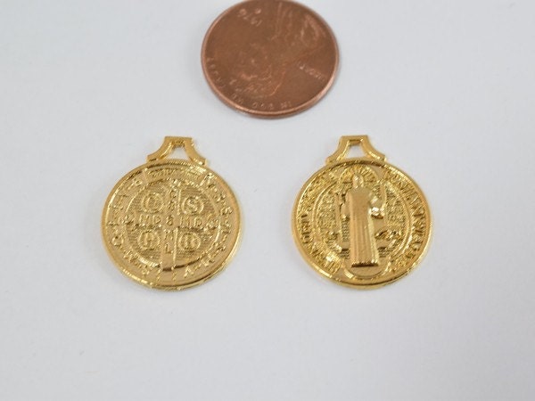 18mm Saint Benito 18k as Gold Filled* Charm GF4103 jewelry making supplies - detail image 2