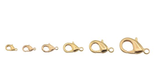 Gold filled EP lobster clasp 18K/14K locker Findings  jewelry Supplier different sizes 4x9mm/6x10mm/7x12mm/8x14mm/12x20mm/12x23mm wholesale BeadsFindingDepot