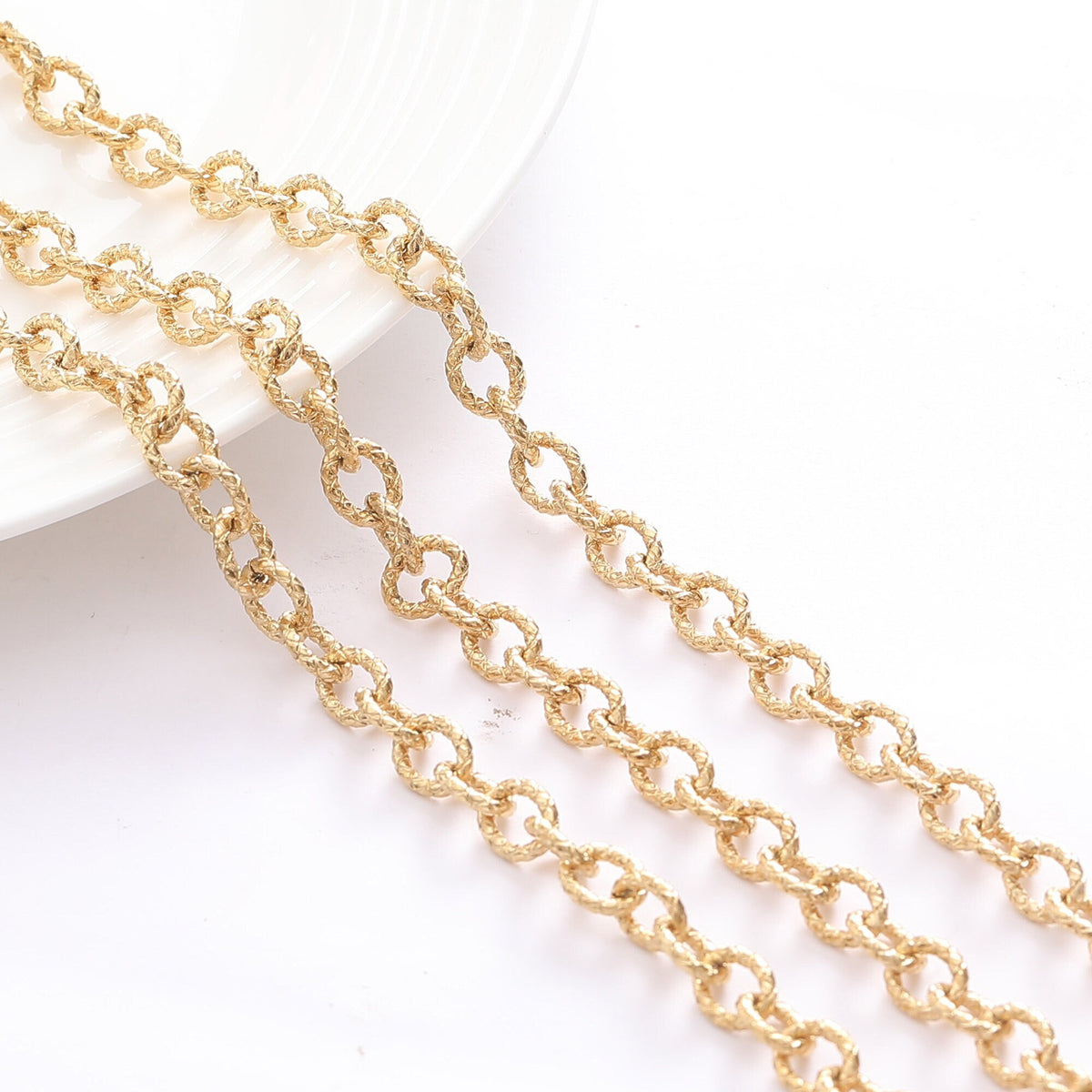 9mm Gold Plated chain cable chain/oval link chain 18k Gold Plated chain diamond cut findings sold by foot for jewelry making gfc089