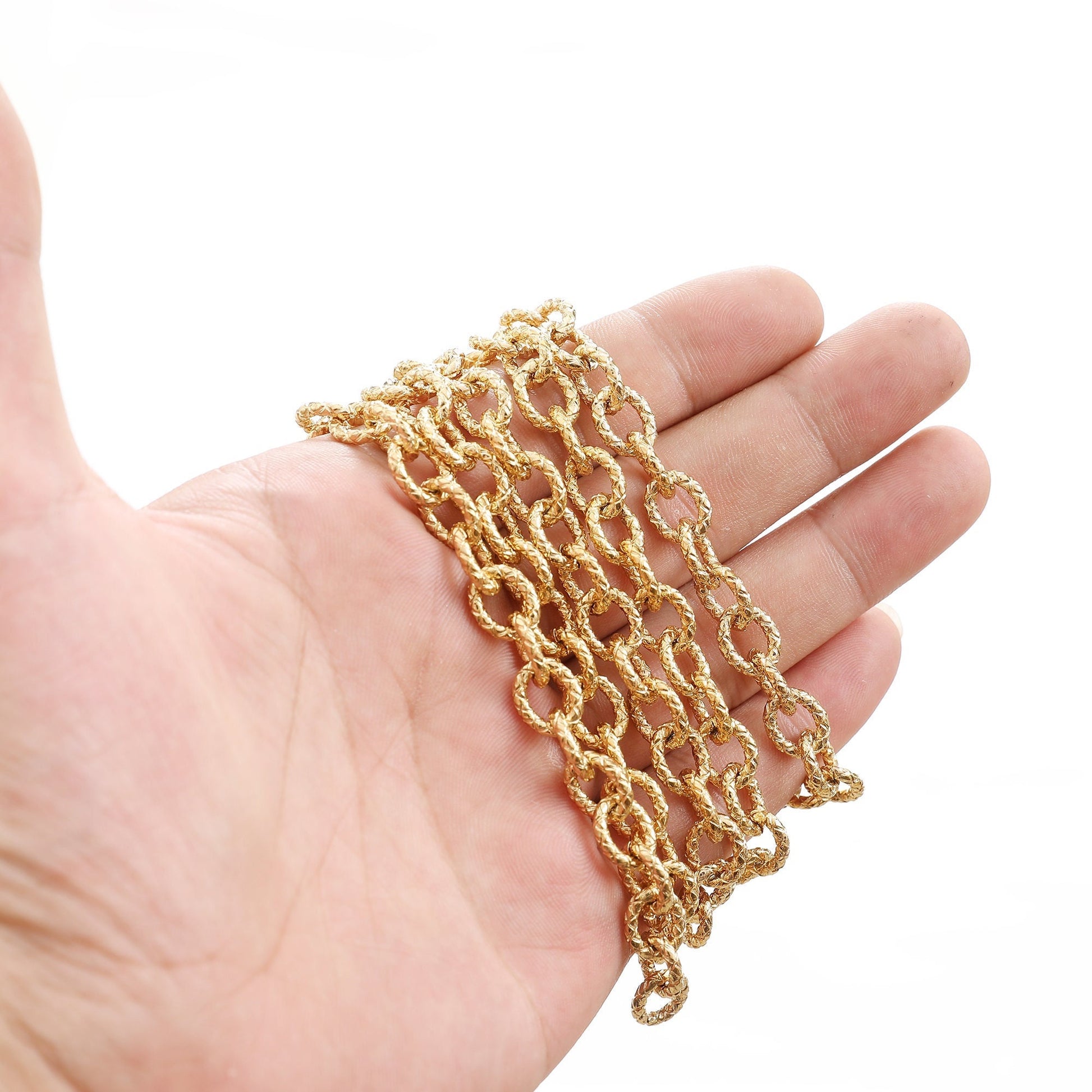 9mm Gold Plated chain cable chain/oval link chain 18k Gold Plated chain diamond cut findings sold by foot for jewelry making gfc089