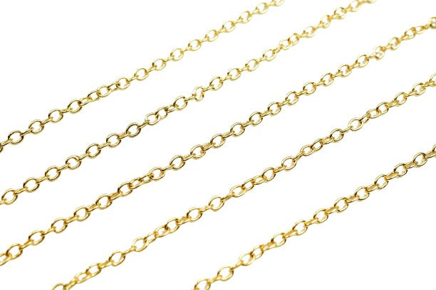 1.5mm cable round link chain Gold Plated 18k GFC003 sold by foot Findings for jewelry supplier and wholesale customize your necklace