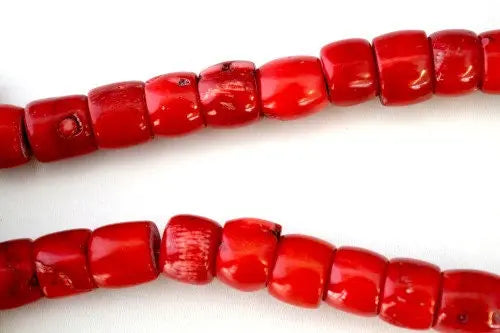 Red Dyed Coral Beads, Sold by 1 strand, 10mmx14mm 1mm hole opening,  133.2grams/pk - BeadsFindingDepot