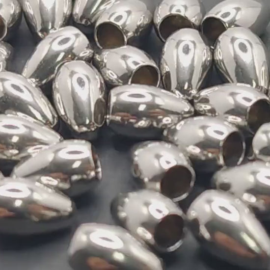 Stainless Steel Tear Drop Trim End: Smooth Oval Beads - Rust Resistant, Glue On Findings for Jewelry Making, Size 8x5mm