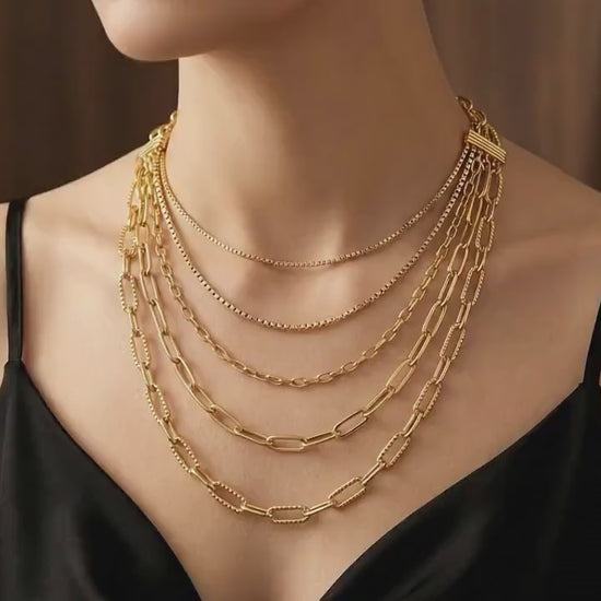 Paper Clip Box Chain Gold Plated, Jewelry Making Essential, Elegant Finish (Multiple Sizes, Durable Stainless Steel)