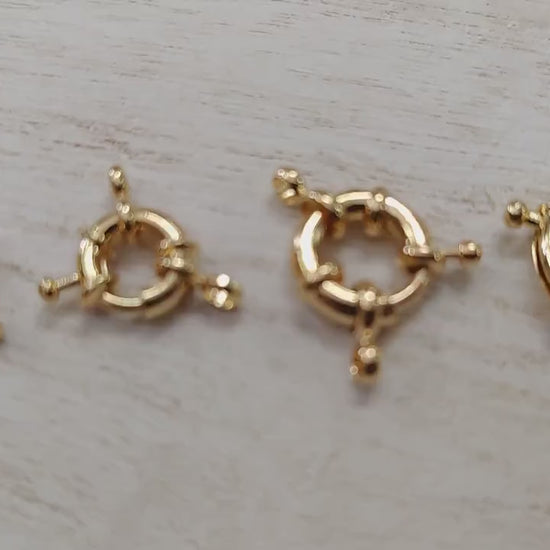 Anchor Clasps 9mm to 21mm Gold Filled Alternative 18Kt look , Round Spring Ring Closures (Strong Hold, Easy Open,  Multiple Sizes)