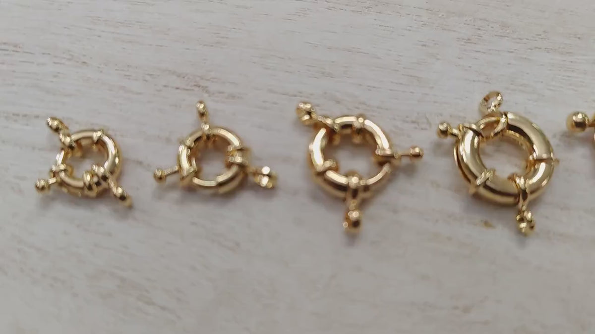 Anchor Clasps 9mm to 21mm Gold Filled Alternative 18Kt look , Round Spring Ring Closures (Strong Hold, Easy Open,  Multiple Sizes)