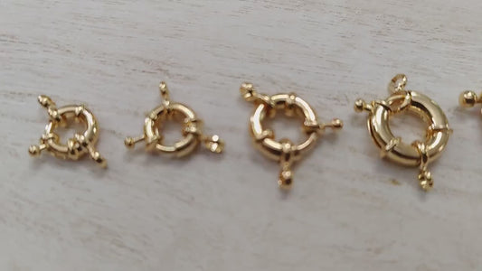 Anchor Clasps 9mm to 21mm Gold Filled Alternative 18Kt look , Round Spring Ring Closures (Strong Hold, Easy Open,  Multiple Sizes)