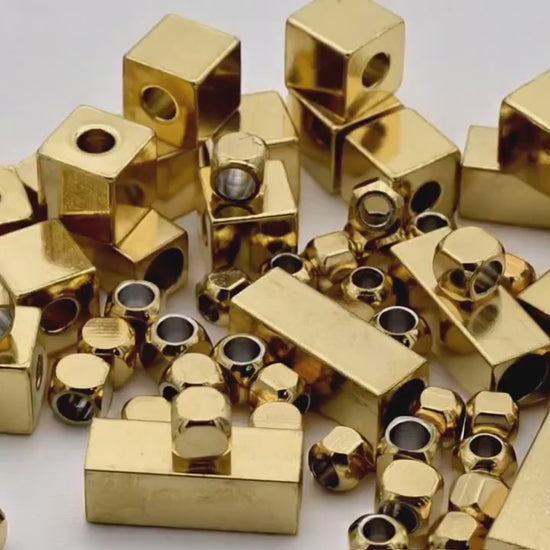 Gold-Plated Stainless-Steel Spacer Beads Shapes, Box, Cube, and Bar Spacers for Jewelry Making, DIY Bracelet & Necklace Findings.
