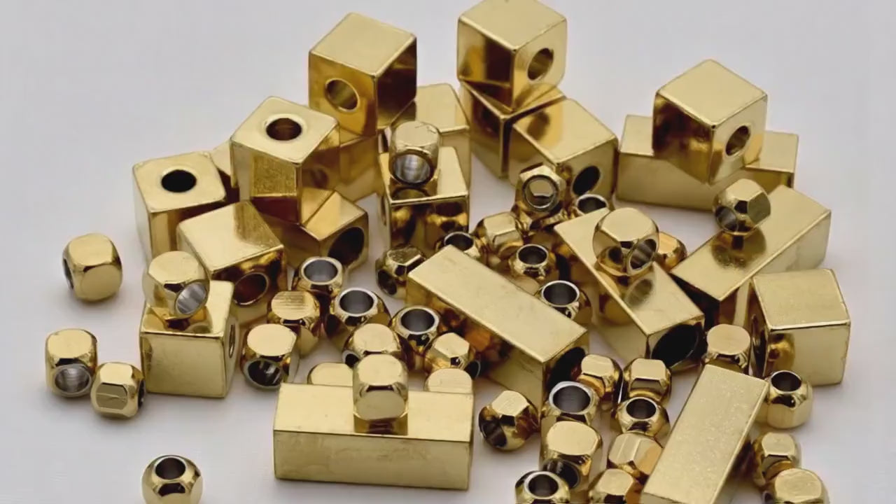 Gold-Plated Stainless-Steel Spacer Beads Shapes, Box, Cube, and Bar Spacers for Jewelry Making, DIY Bracelet & Necklace Findings.