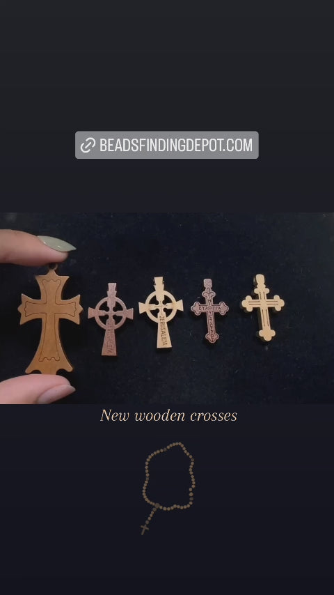 Natural Wooden Crosses for Rosary or jewelry making 12pcs/pk jewelry making supplies - detail image 8