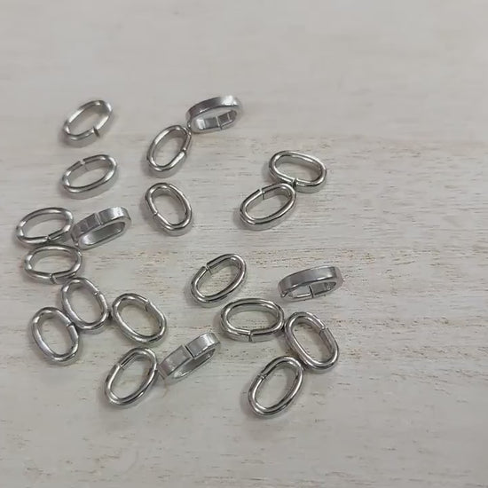Oval Roundel Jump Rings Jewelry Findings, Silver Tone Finish (Size 10x6mm, Stainless Steel, Nickel Free, 20 Pieces)
