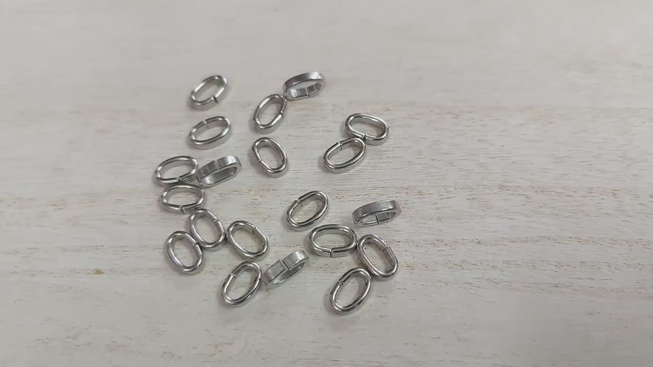 Oval Roundel Jump Rings Jewelry Findings, Silver Tone Finish (Size 10x6mm, Stainless Steel, Nickel Free, 20 Pieces)