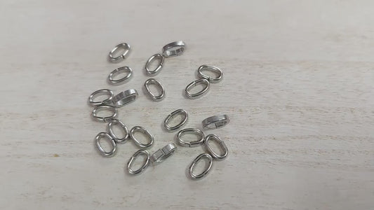 Oval Roundel Jump Rings Jewelry Findings, Silver Tone Finish (Size 10x6mm, Stainless Steel, Nickel Free, 20 Pieces)