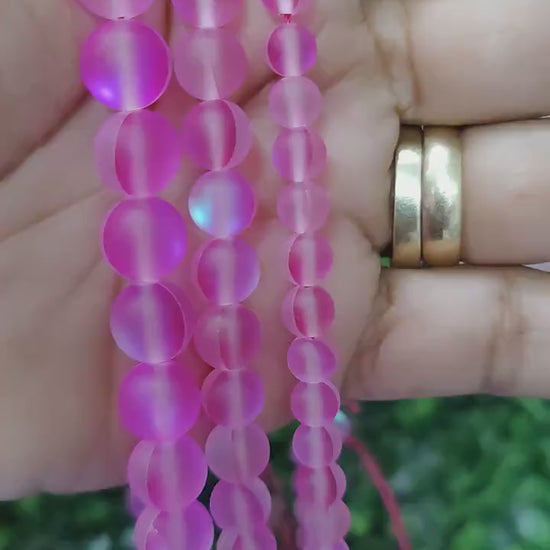 Matte Fuchsia Opal Gemstone beads for jewelry making sizes 6mm 8mm 10mm jewelry making supplies - detail image 5