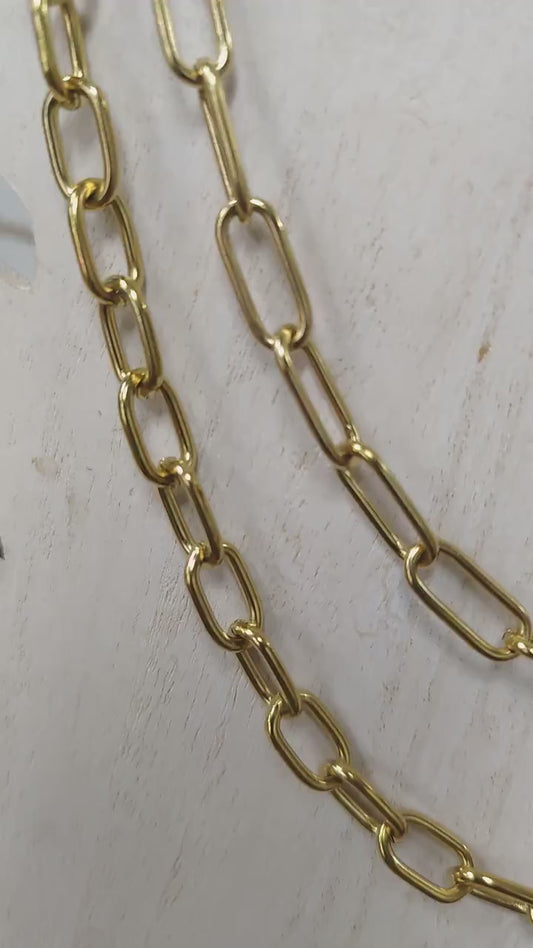 Gold Stainless Steel Paper Clip Chain | Jewelry Making Supplies jewelry making supplies - detail image 2