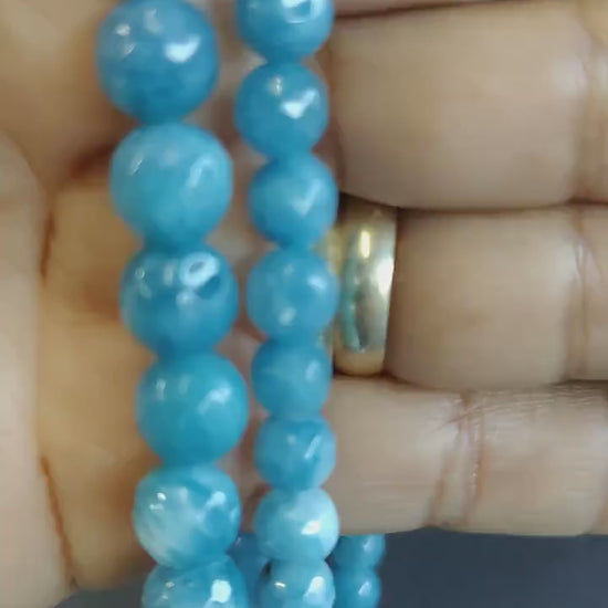 Faceted Blue Aventurine gemstone beads for jewelry making sizes 10mm 8mm jewelry making supplies - detail image 5