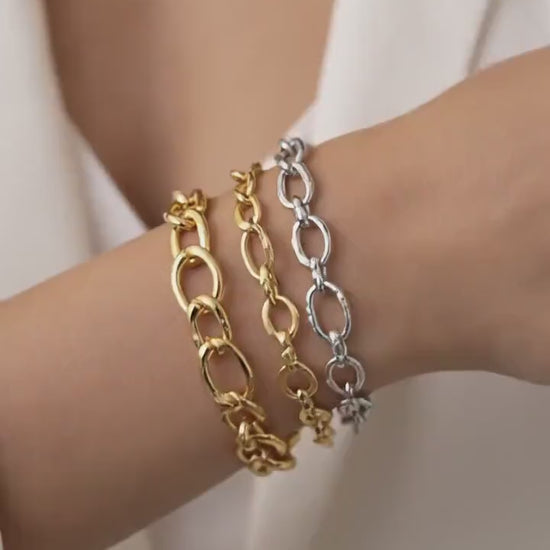 Link Chains Gold Plated: Oval & Circle Textured Styles - Stainless Steel, Craft Jewelry Making, Bracelets, Necklaces