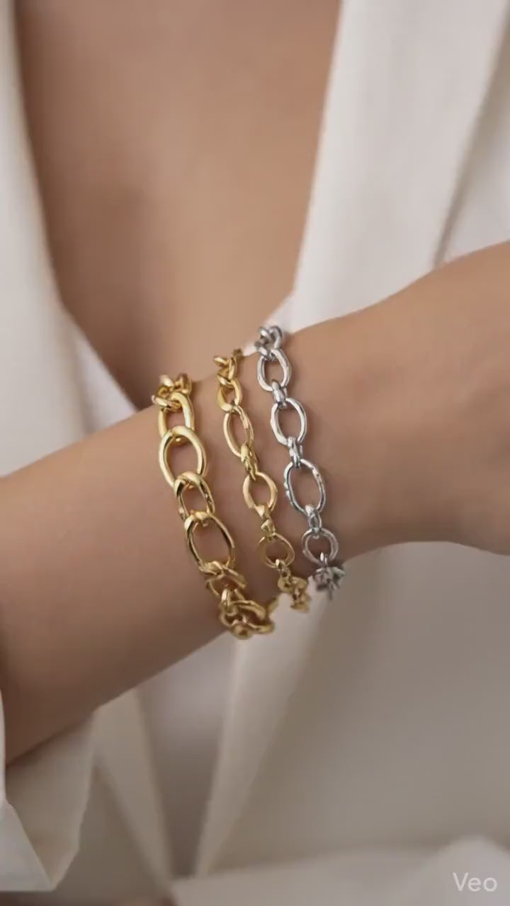 Link Chains Gold Plated: Oval & Circle Textured Styles - Stainless Steel, Craft Jewelry Making, Bracelets, Necklaces