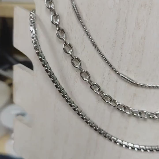 Link Chain Bar Jewelry - Stainless Steel Silver Tone Chains - Cable Snake Box Styles, Bulk Lengths, DIY Crafting