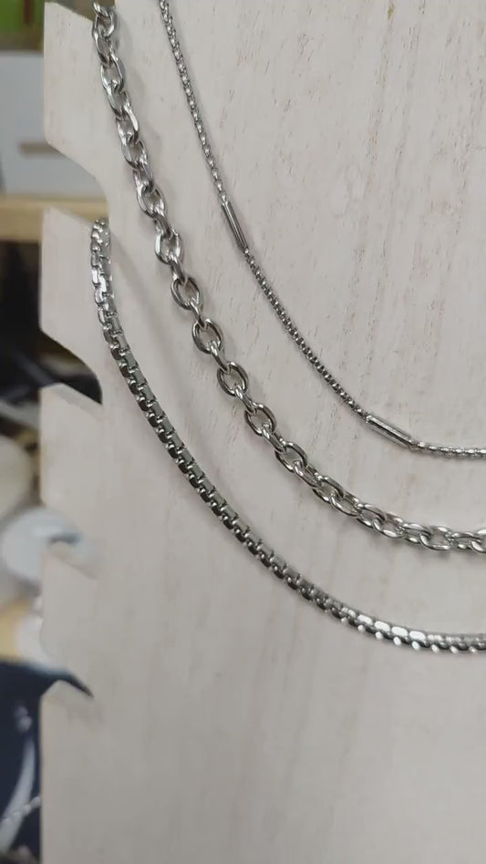 Link Chain Bar Jewelry - Stainless Steel Silver Tone Chains - Cable Snake Box Styles, Bulk Lengths, DIY Crafting