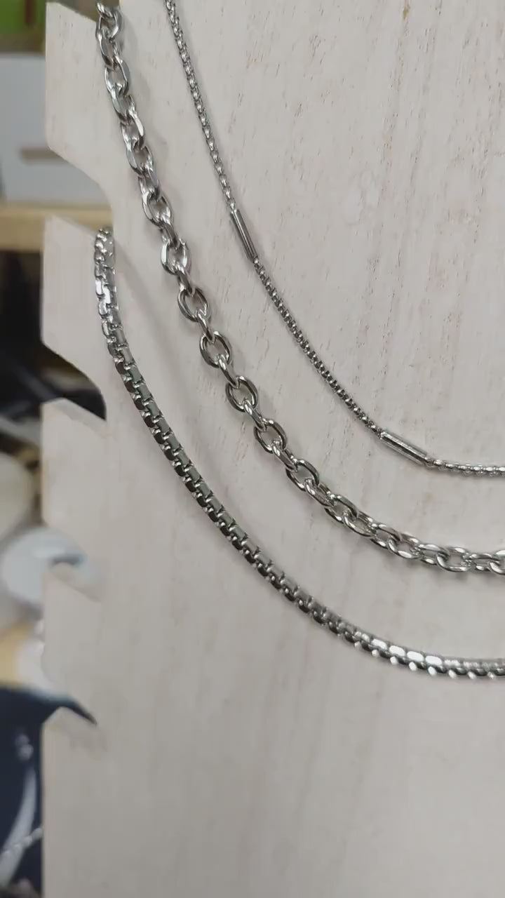 Link Chain Bar Jewelry - Stainless Steel Silver Tone Chains - Cable Snake Box Styles, Bulk Lengths, DIY Crafting