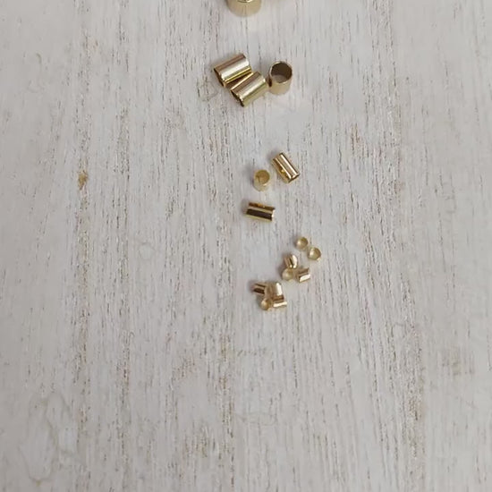 Gold Filled Alternative Crimp Beads, Jewelry Making Tube Spacer Findings, 4 Sizes 2x2mm 2x3mm 3x4mm 4x4mm, 100 Pcs
