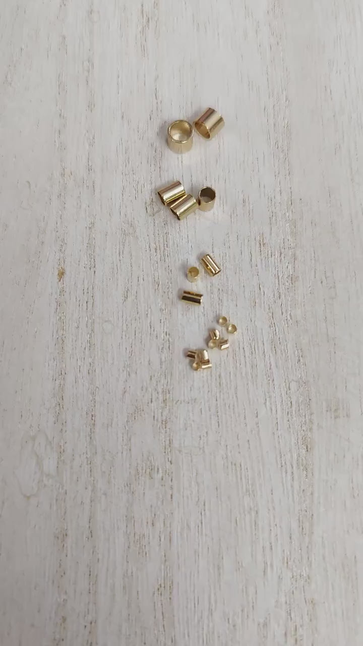Gold Filled Alternative Crimp Beads, Jewelry Making Tube Spacer Findings, 4 Sizes 2x2mm 2x3mm 3x4mm 4x4mm, 100 Pcs