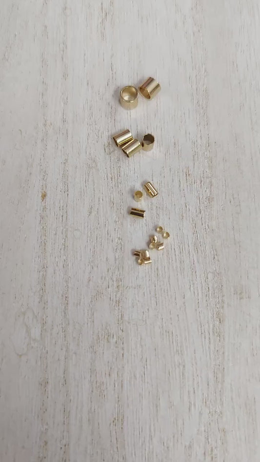 Gold Filled Alternative Crimp Beads, Jewelry Making Tube Spacer Findings, 4 Sizes 2x2mm 2x3mm 3x4mm 4x4mm, 100 Pcs