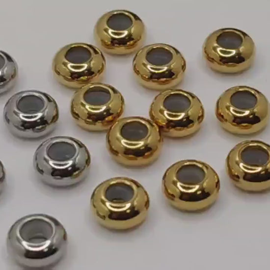 Rubber Stopper Beads Adjustable: 8mm Silver Tone - Stainless Steel, Durable Design, Custom Fit for Bracelet DIY Kits