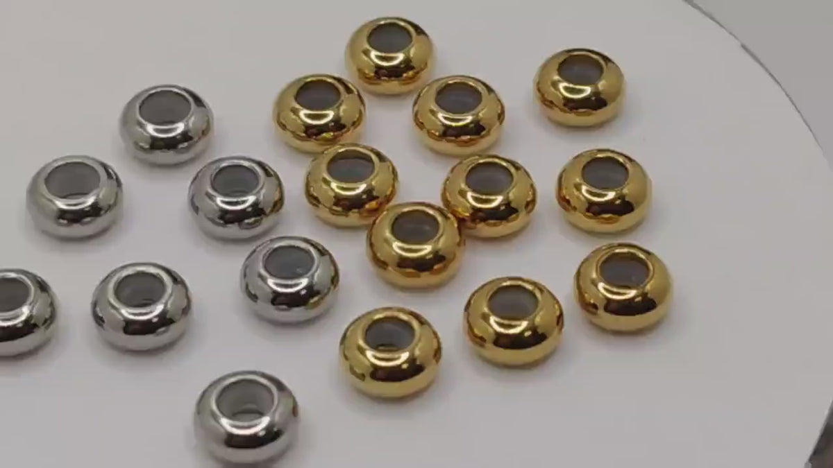 Rubber Stopper Beads Adjustable: 8mm Silver Tone - Stainless Steel, Durable Design, Custom Fit for Bracelet DIY Kits