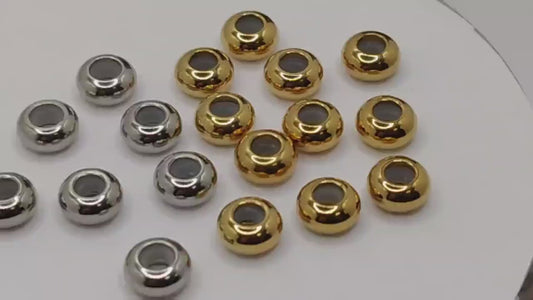 Rubber Stopper Beads Adjustable: 8mm Silver Tone - Stainless Steel, Durable Design, Custom Fit for Bracelet DIY Kits