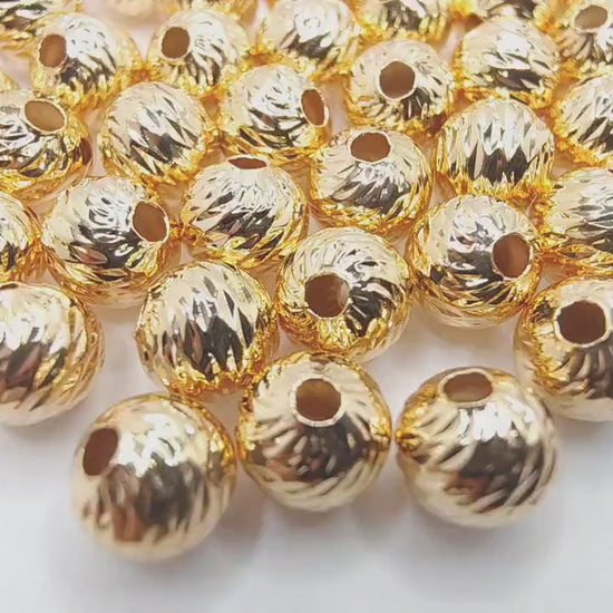 Diamond Cut Gold Filled Alternative Beads: Electroplated 18K Shine, Durable Finish (6mm & 8mm Sizes, Jewelry Craft Components)