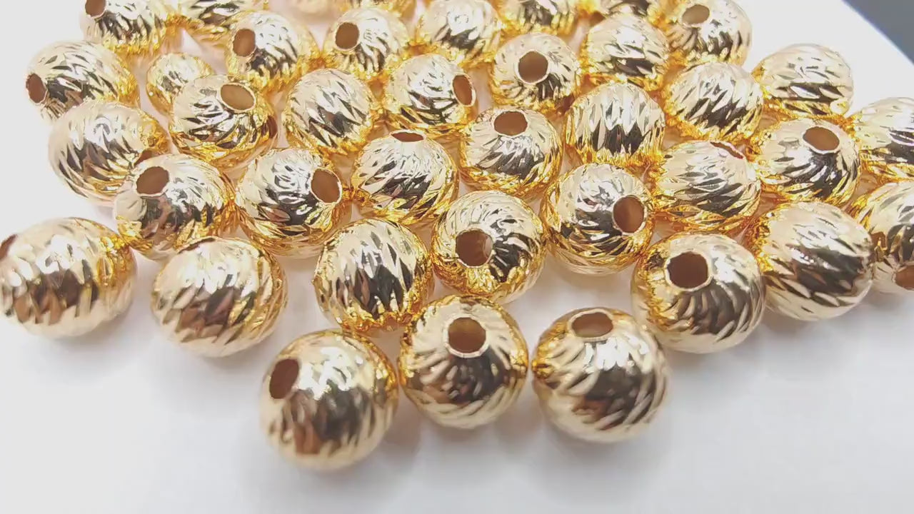Diamond Cut Gold Filled Alternative Beads: Electroplated 18K Shine, Durable Finish (6mm & 8mm Sizes, Jewelry Craft Components)