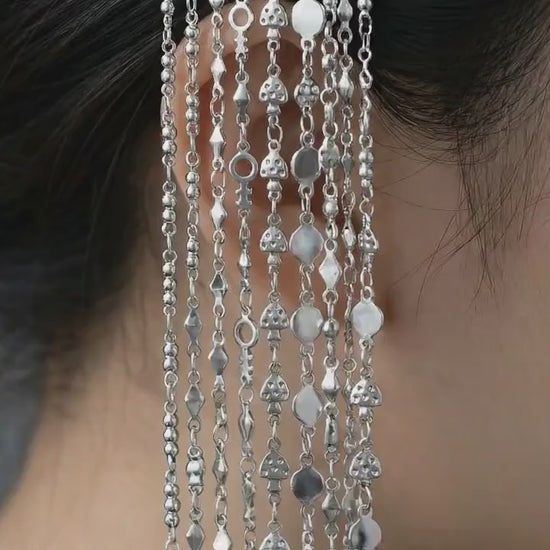 Chain For Jewelry Stainless Steel Links, Mushroom Circle Diamond Styles (3mm-6mm, Silver Tone, 3ft Roll)