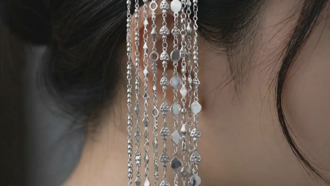 Chain For Jewelry Stainless Steel Links, Mushroom Circle Diamond Styles (3mm-6mm, Silver Tone, 3ft Roll)