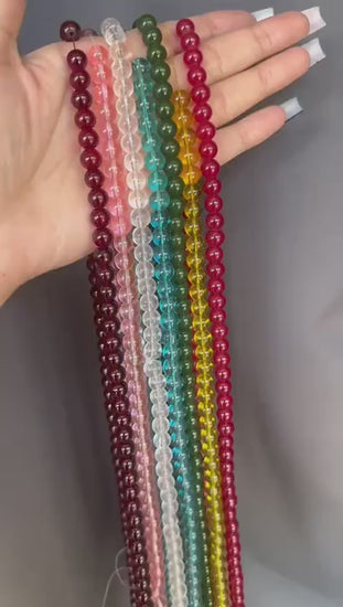 Clear Glass Jelly Beads Jewelry: Shimmering Translucent Strands - 8mm & 10mm Sizes, DIY Crafting Essentials