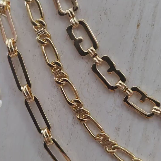 Alternative Chain Paper Clip - Chunky 18k Gold Filled Alternative Jewelry Supply - Layered Design, Durable Craft Chain, Sold by Foot