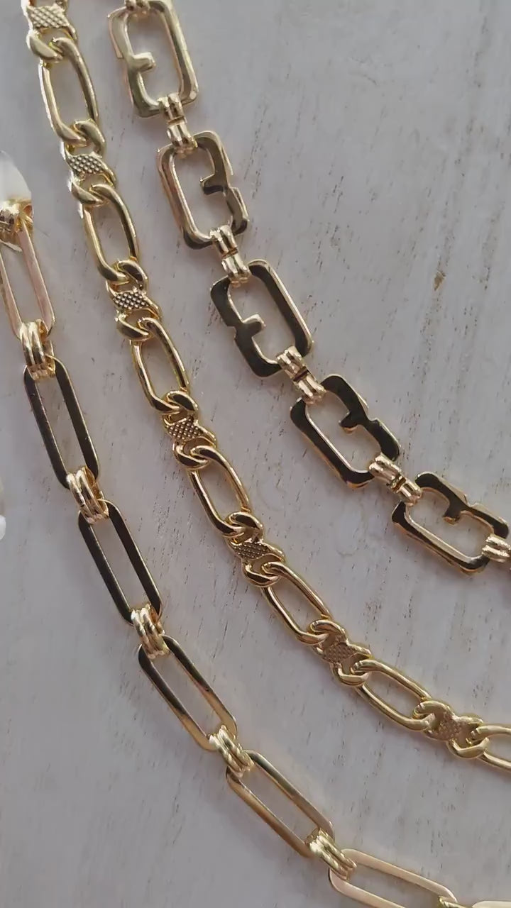 Alternative Chain Paper Clip - Chunky 18k Gold Filled Alternative Jewelry Supply - Layered Design, Durable Craft Chain, Sold by Foot