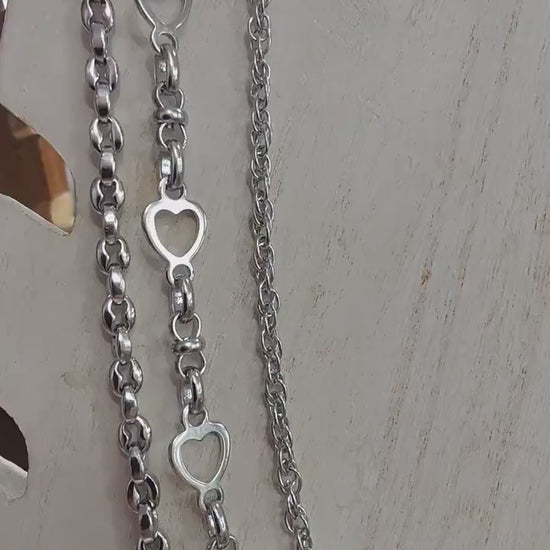 Stainless Steel Continuous Chain   Heart, Rolo & Curb Links for Jewelry Making jewelry making supplies - detail image 2